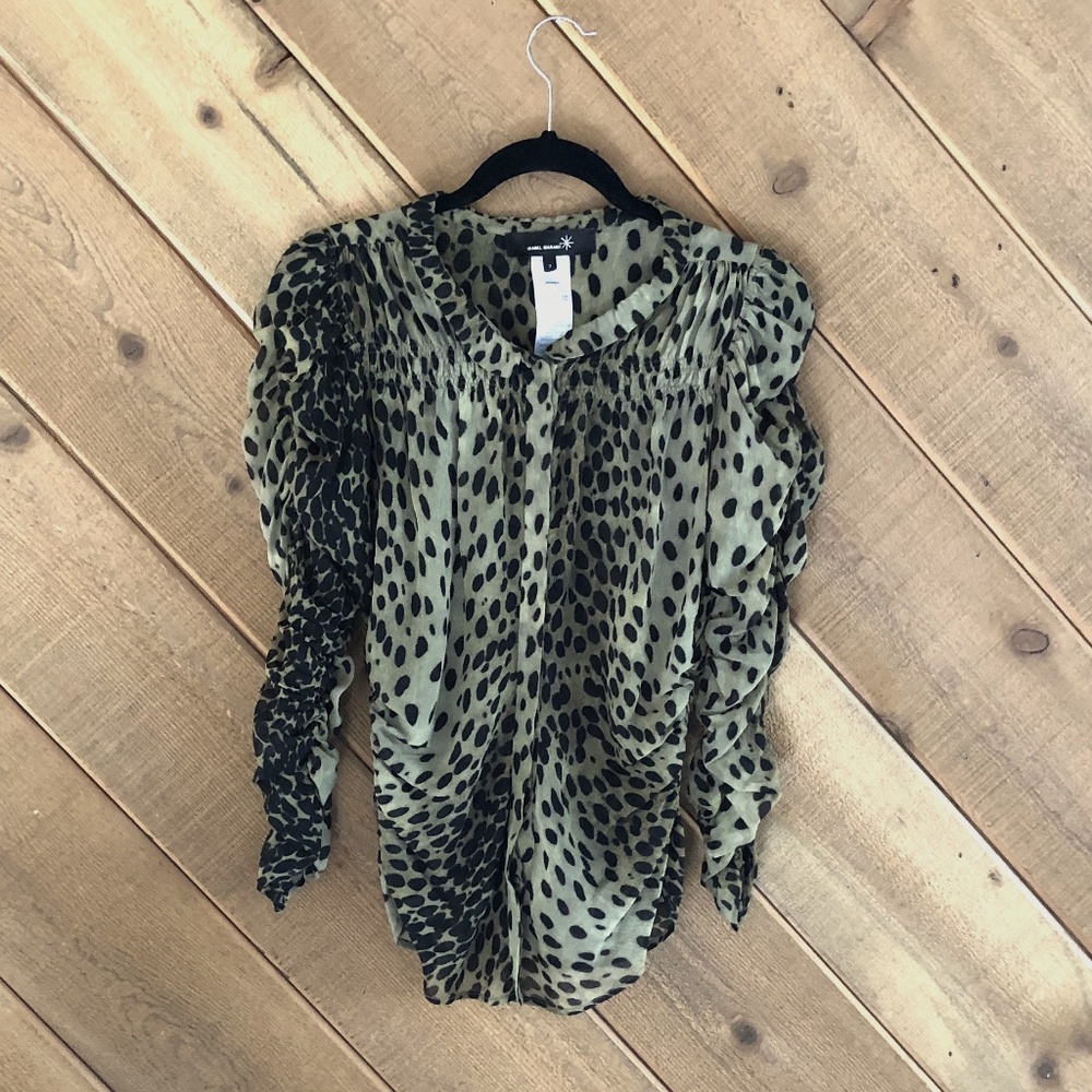 Isabel Marant Animal Print silk blouse, Size 2